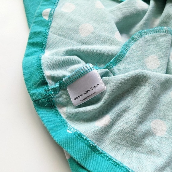 Hanna Andersson 4T Teal Polka Dots Dress Pockets - Picture 3 of 3